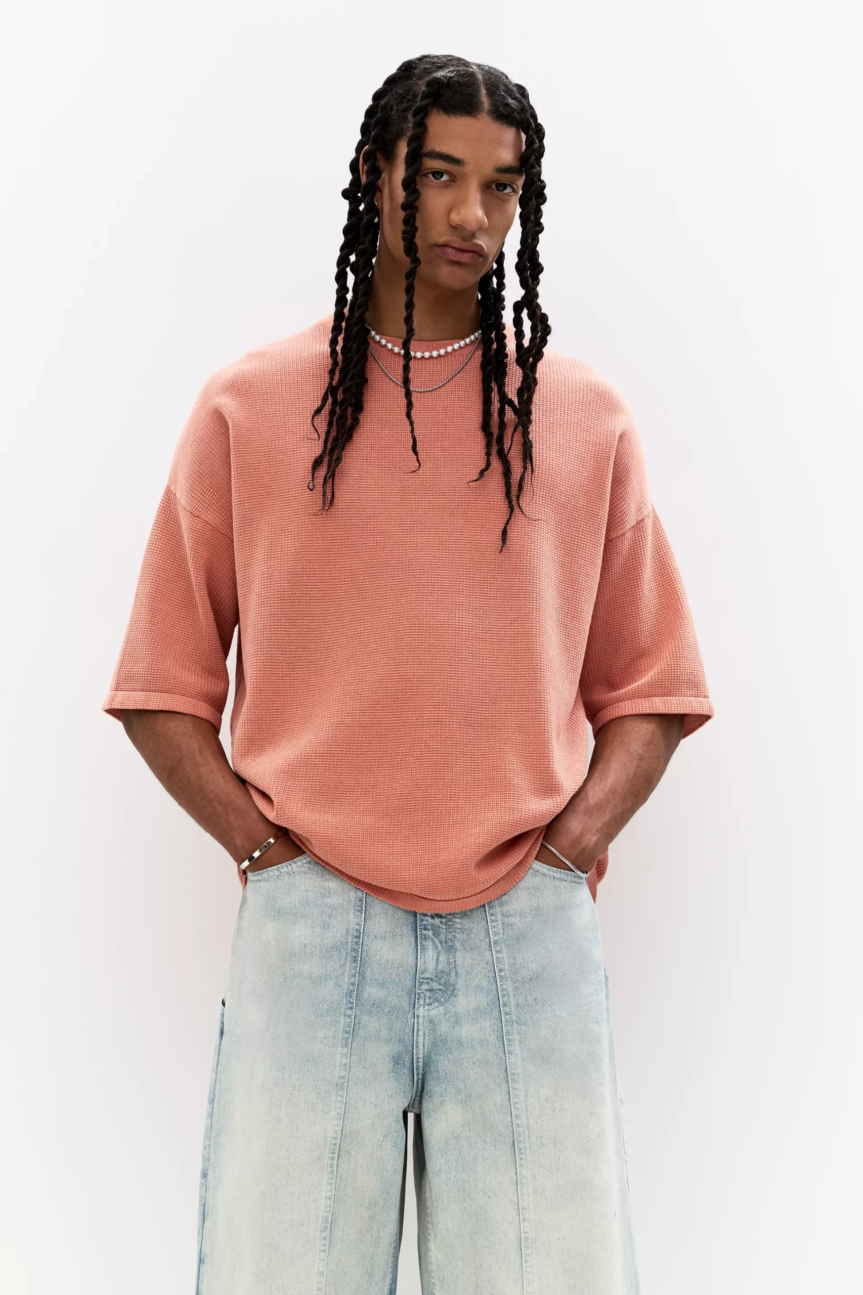 Oversize short sleeve knit top